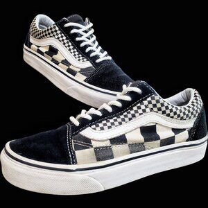 Vans Old Skool Mixed Checker Black & White Women's 5 US Low Top Sneakers